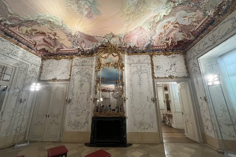 Wunderschöne Deckenmalerei. Die wunderschöne Deckenmalerei des weißen Saales.