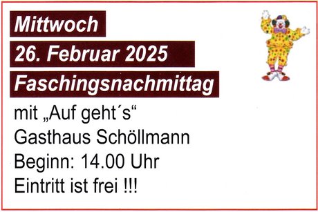 Faschingsnachmittag im Gasthaus Schöllmann mit Live-Musik