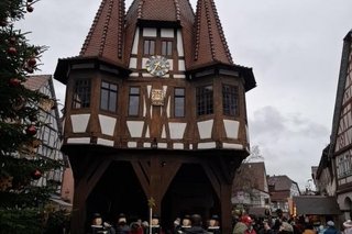 Historisches Rathaus mit Fachwerkfassade in Michelstadt