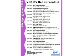 Jahresprogramm 2025 VdK Ortverband Schwarzenfeld