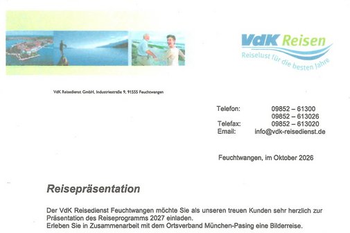 Pr&auml;sentattion der Reisen im Jahr 2027