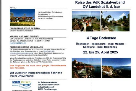 Reise des VdK Sozialverband OV Landshut li. d. Isar - 4 Tage Bodensee