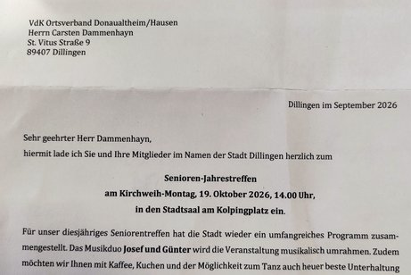 Einladung der Stadt Dillingen VdK