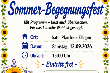 Plakat mit Blumen und Terminank&uuml;ndigung