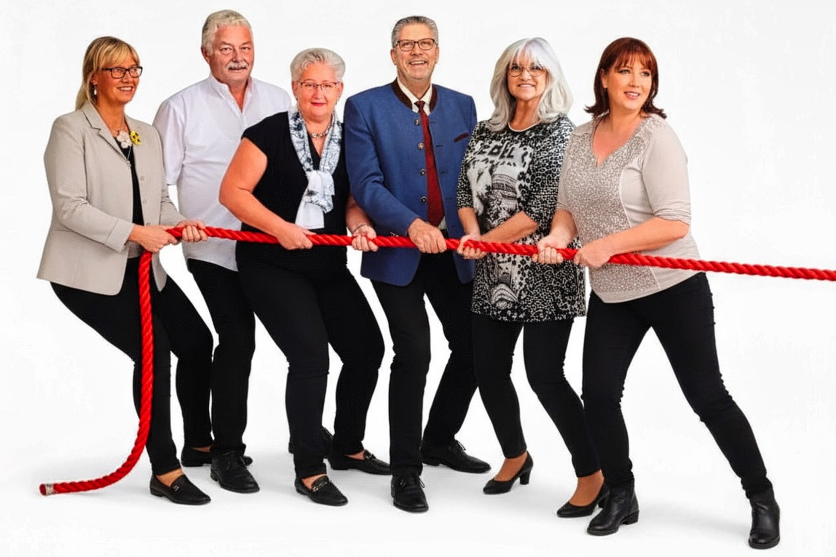 Der Vorstand zieht an einem Strang v.l.: Monika van Beest (Beisitzerin), Bernd Tombers (Kassier kommissarisch), Maria Mack (stv. Vorsitzende), Josef Lederhofer (Beisitzer), Günter Hellwig (Vorsitzender), Dagmar Hellwig (Schriftführerin), Sonja Ritt (Beisitzerin kommissarisch)