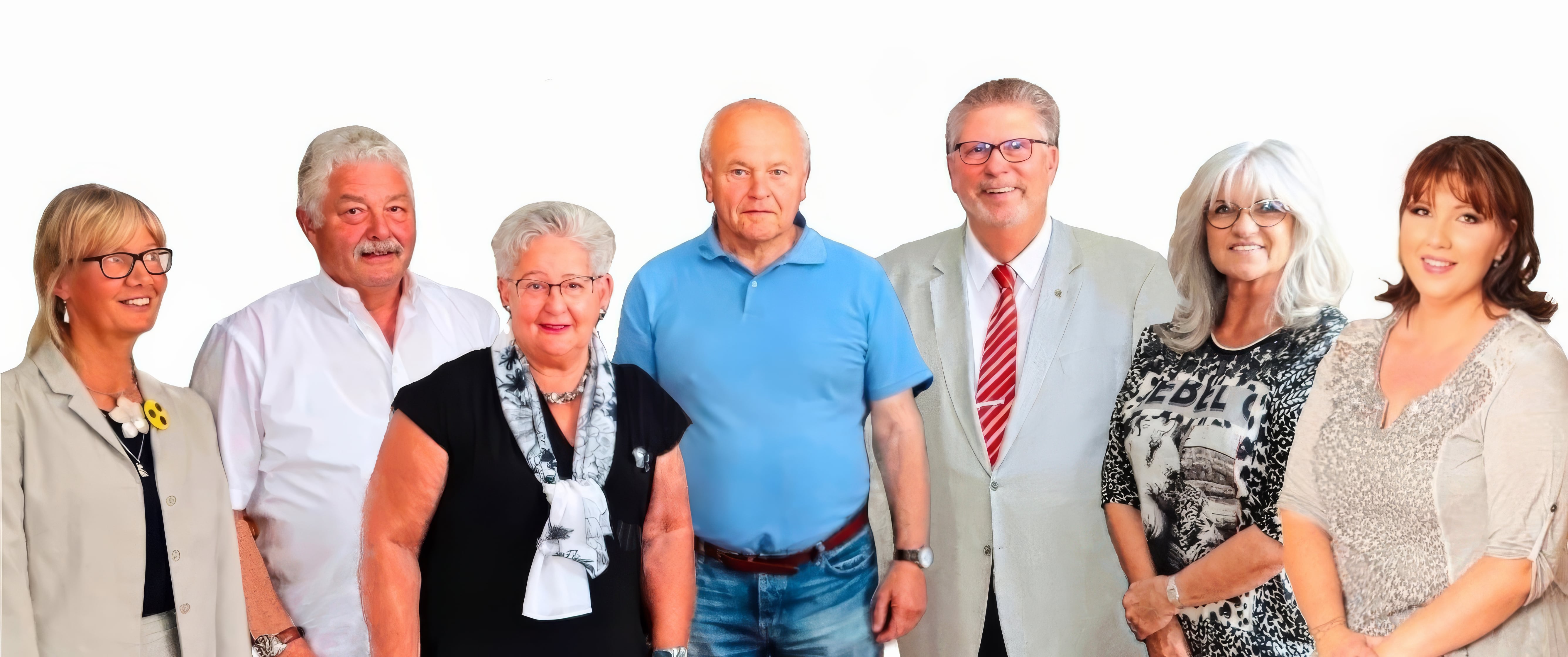 v.l.: Monika van Beest (Beisitzerin), Bernd Tombers (Kassier kommissarisch), Maria Mack (stv. Vorsitzende), Josef Lederhofer (Beisitzer), Günter Hellwig (Vorsitzender), Dagmar Hellwig (Schriftführerin), Sonja Ritt (Beisitzerin kommissarisch)