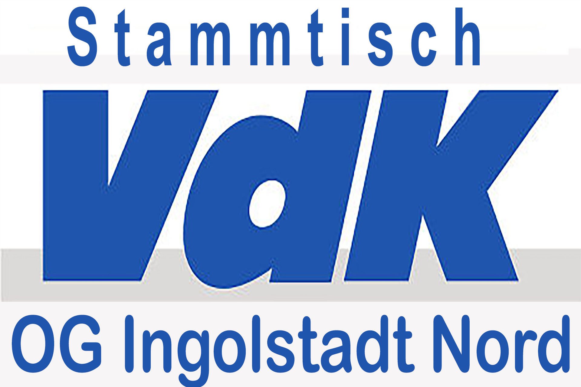 VDK Logo mit Blauer Schrift und Drei Großbuchstaben VDK unterhalb steht OG Ingolstadt Nord Oberhalb steht Mitgliederversammlung