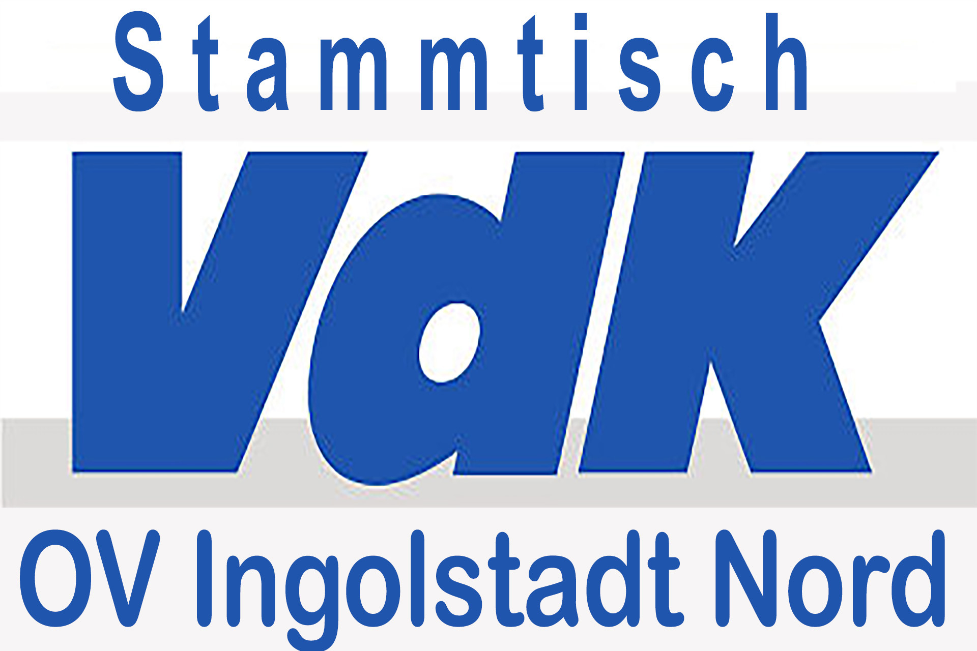 VDK Logo mit Blauer Schrift und Drei Gro&szlig;buchstaben VDK unterhalb steht OV Ingolstadt Nord Oberhalb steht Mitgliederversammlung
