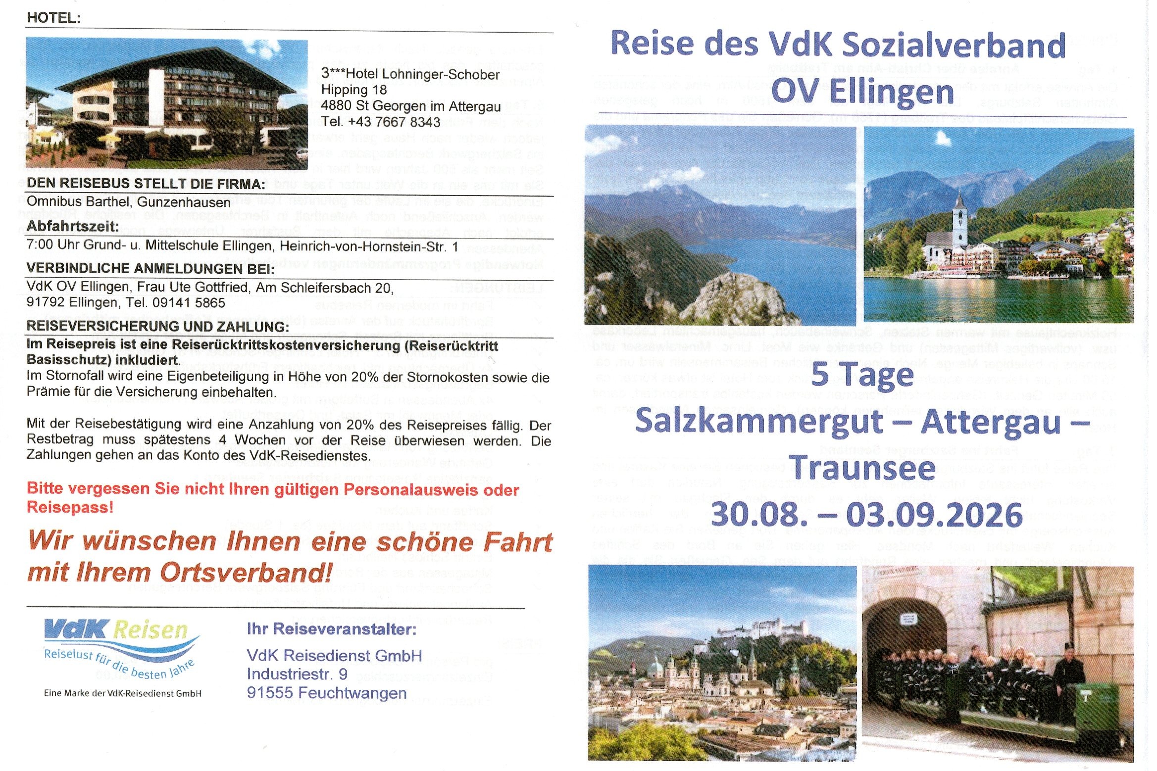 Programm 5-Tagesfahrt (unter Vorbehalt)