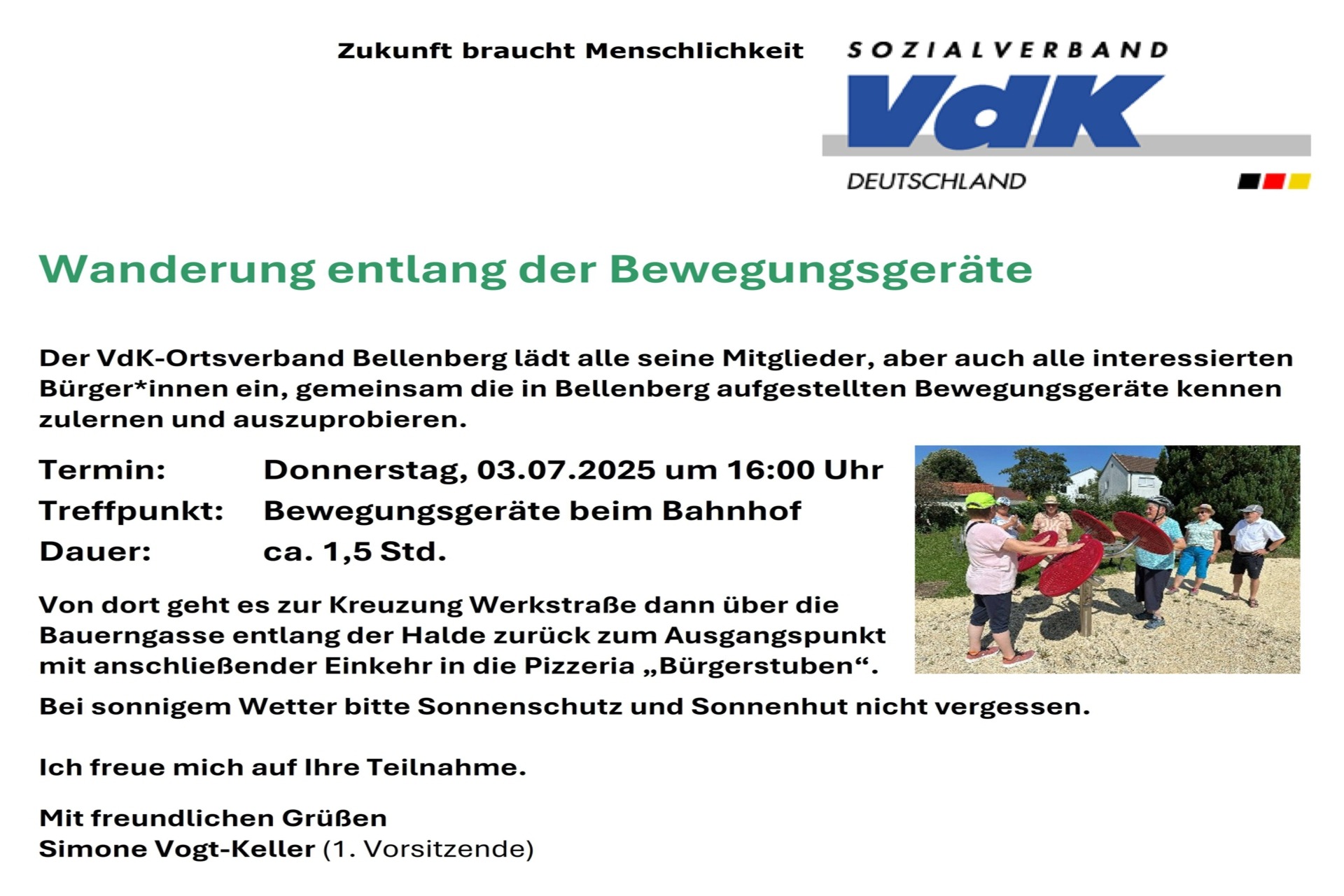 Einladung zur Wanderung entlang der Bewegungsgeräte