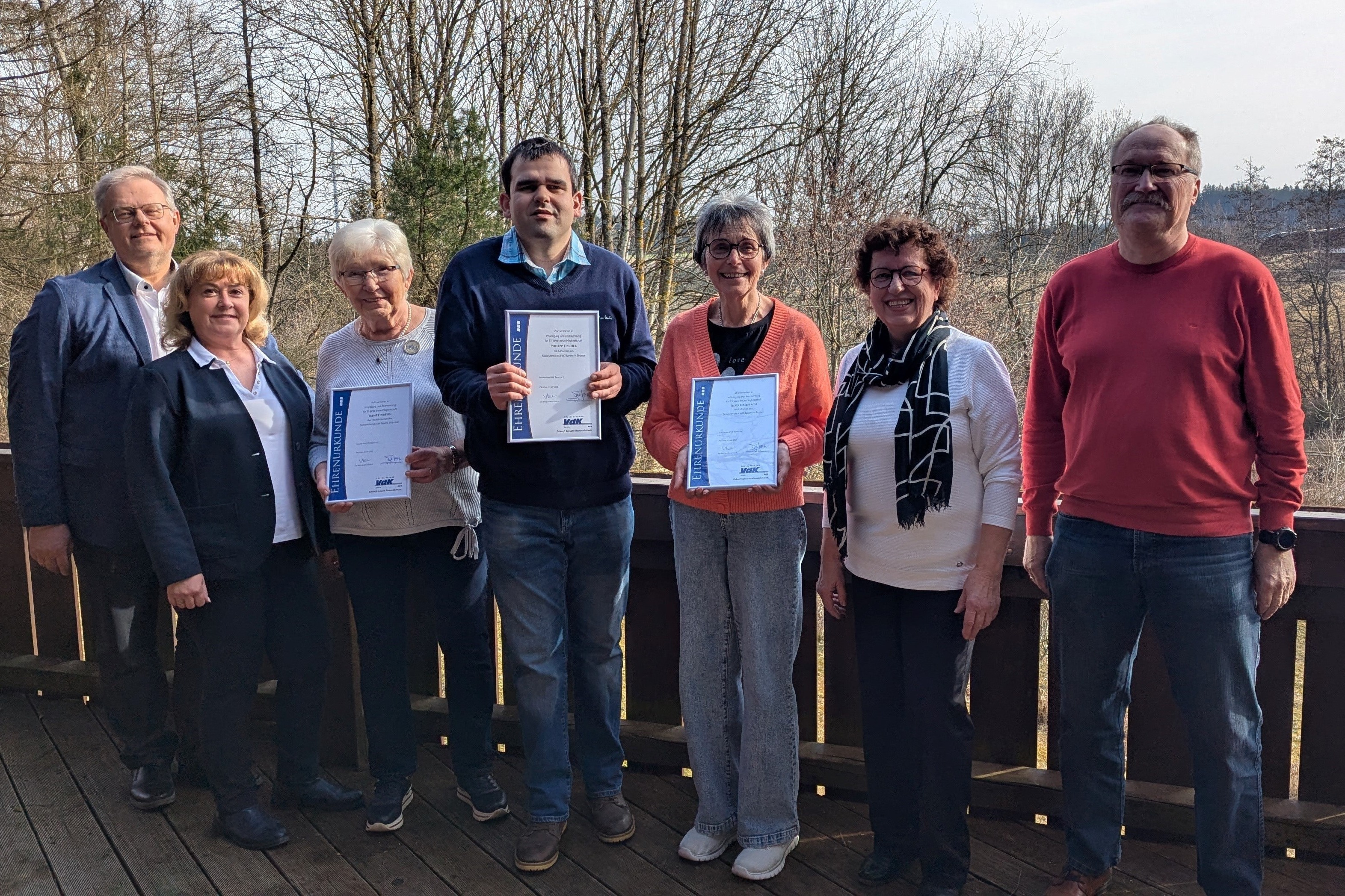 Abgebildet sind die Jubilare mit der Ortsvorsitzenden und der Kreisgeschäftsführerin