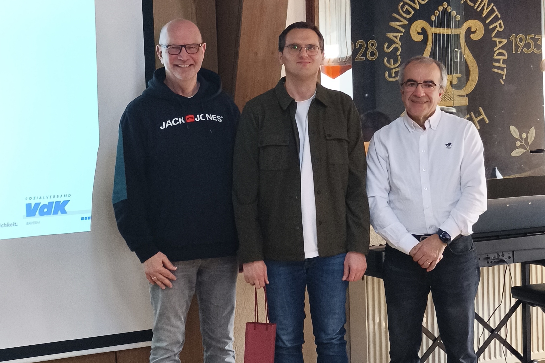 v. re.: Herr Gögercin (Sprecher des Seniorenbeirats), Herr Kellershohn (VdK Kreisverband Würzburg), Herr Freimann (Vorsitzender VdK OV-Kürnach) Fotos der Veranstaltung