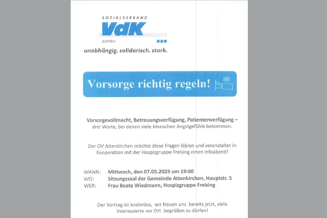 Veranstalter: Sozialverband VdK Ortsverband Attenkirchen