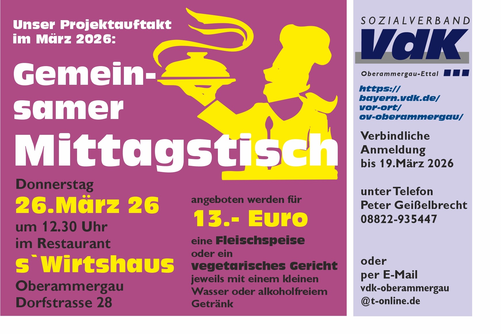 Gemeinsamer Mittagstisch im s`Wirtshaus Gemeinsamer Mittagstisch im s`Wirtshaus