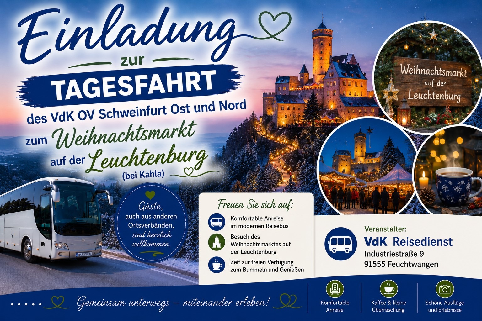 Einladungsbild zur Tagesfahrt zum Weihnachtsmarkt auf der Leuchtenburg