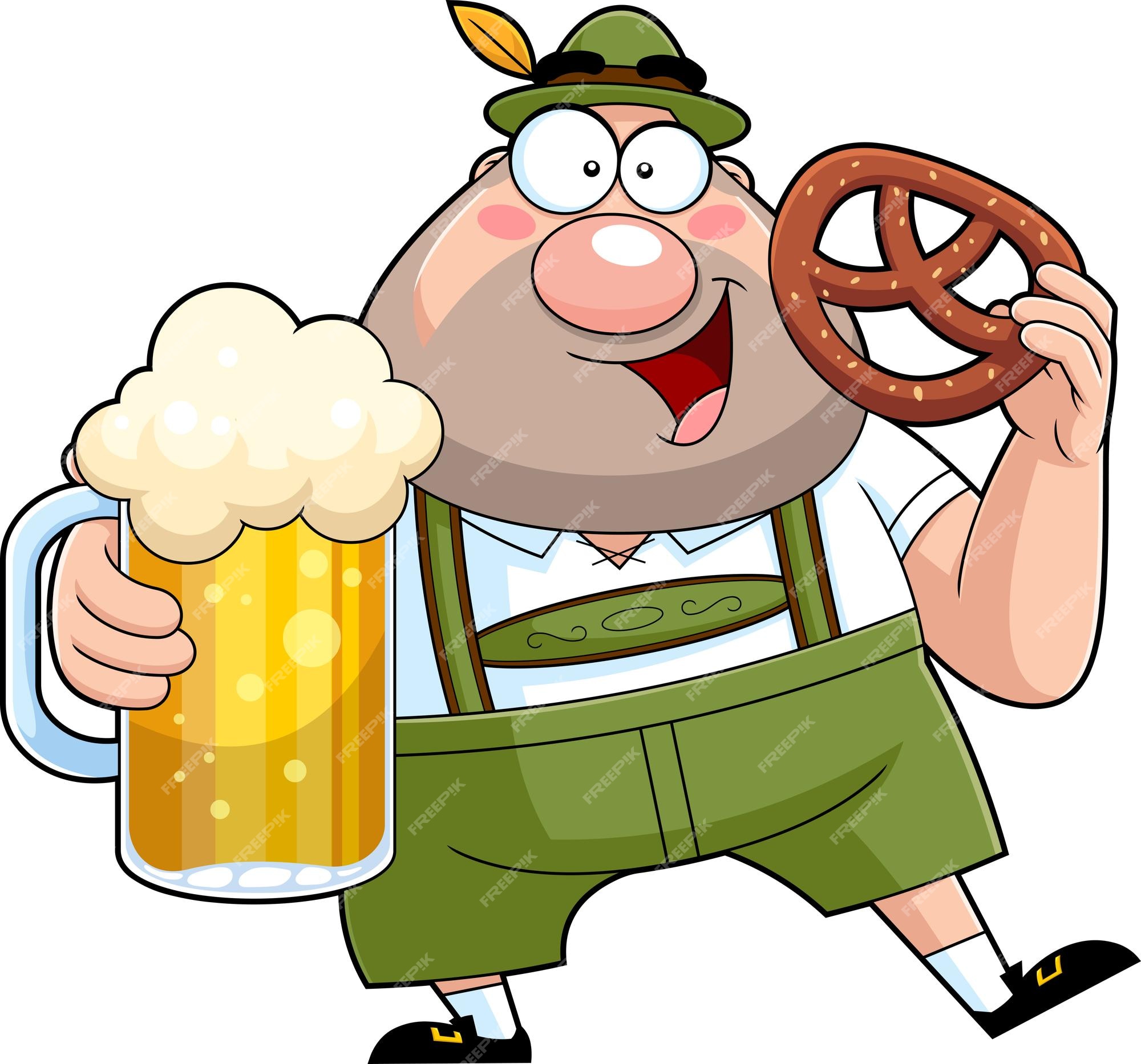 Mann mit Bier und Brezn