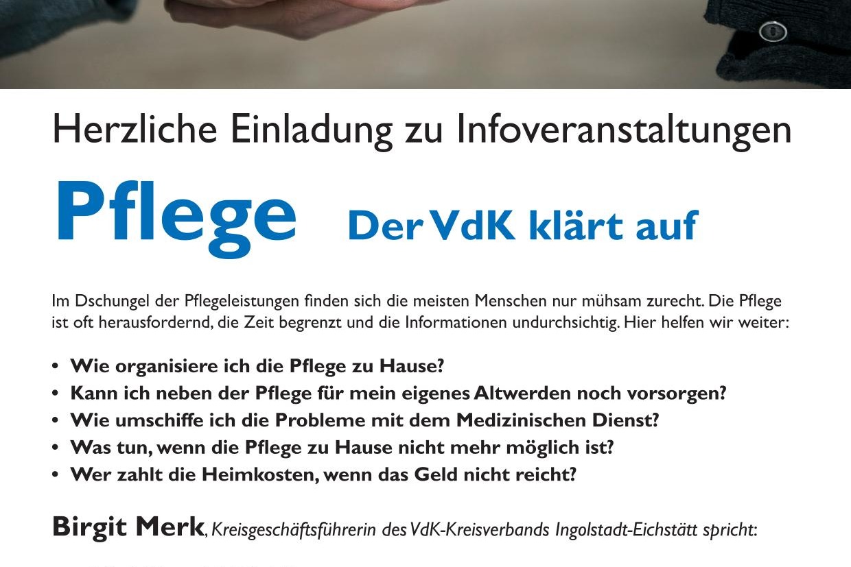 Einladung Infoveranstaltung Pflege - Der VdK klärt auf