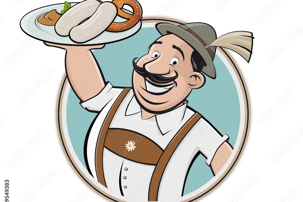 Ein Mann serviert Weißwurst