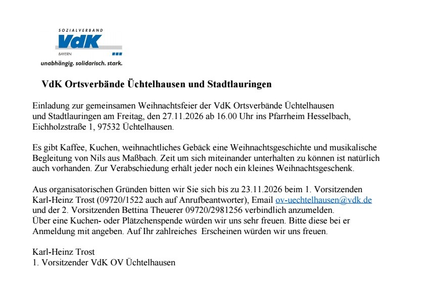 Einladung zur Weihnachtsfeier