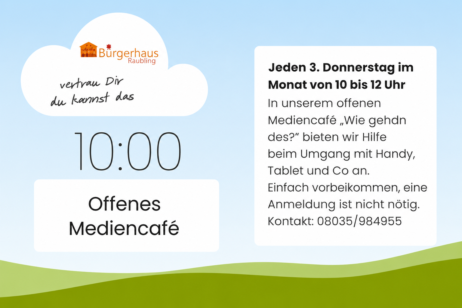 Jeden 3. Donnerstag im Monat von 10 bis 12 Uhr