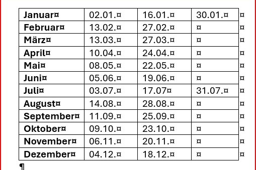 Termine der Spiele-Nachmittage in 2026