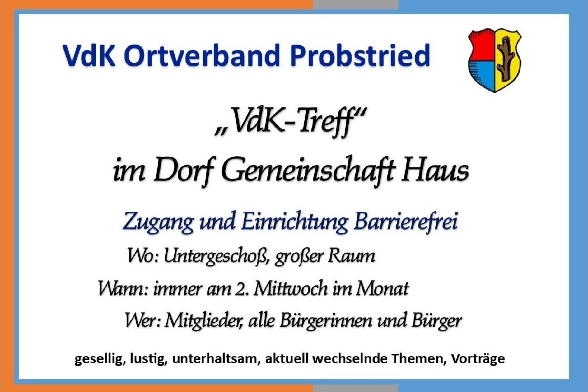 Gem&uuml;tliches Beisammensein im Dorfgemeinschaftshaus Probstried