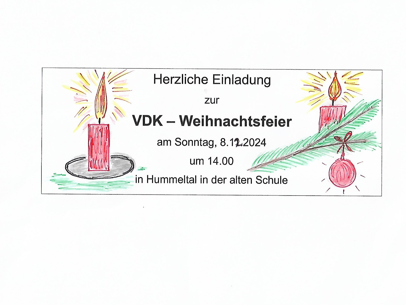 Einladung mit weihnachtlichen Motiven