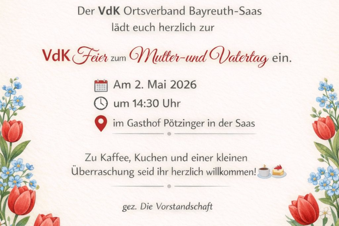 Einladung zum Muttertag mit Kaffee und Kuchen