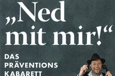 Der Titel des Kabaretts wird genannt und ein lachender Mensch mit einem Telefonh&ouml;rer ist abgebildet.