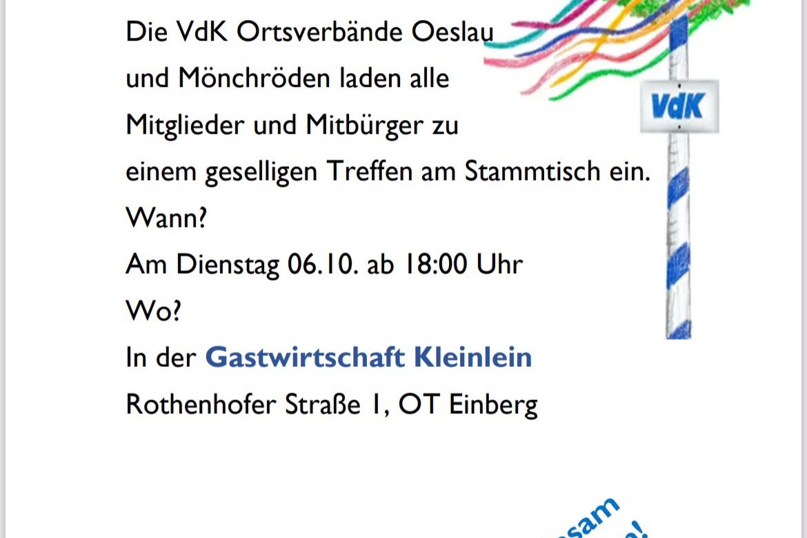 Stammtisch f&uuml;r alle Mitb&uuml;rger und Mitglieder