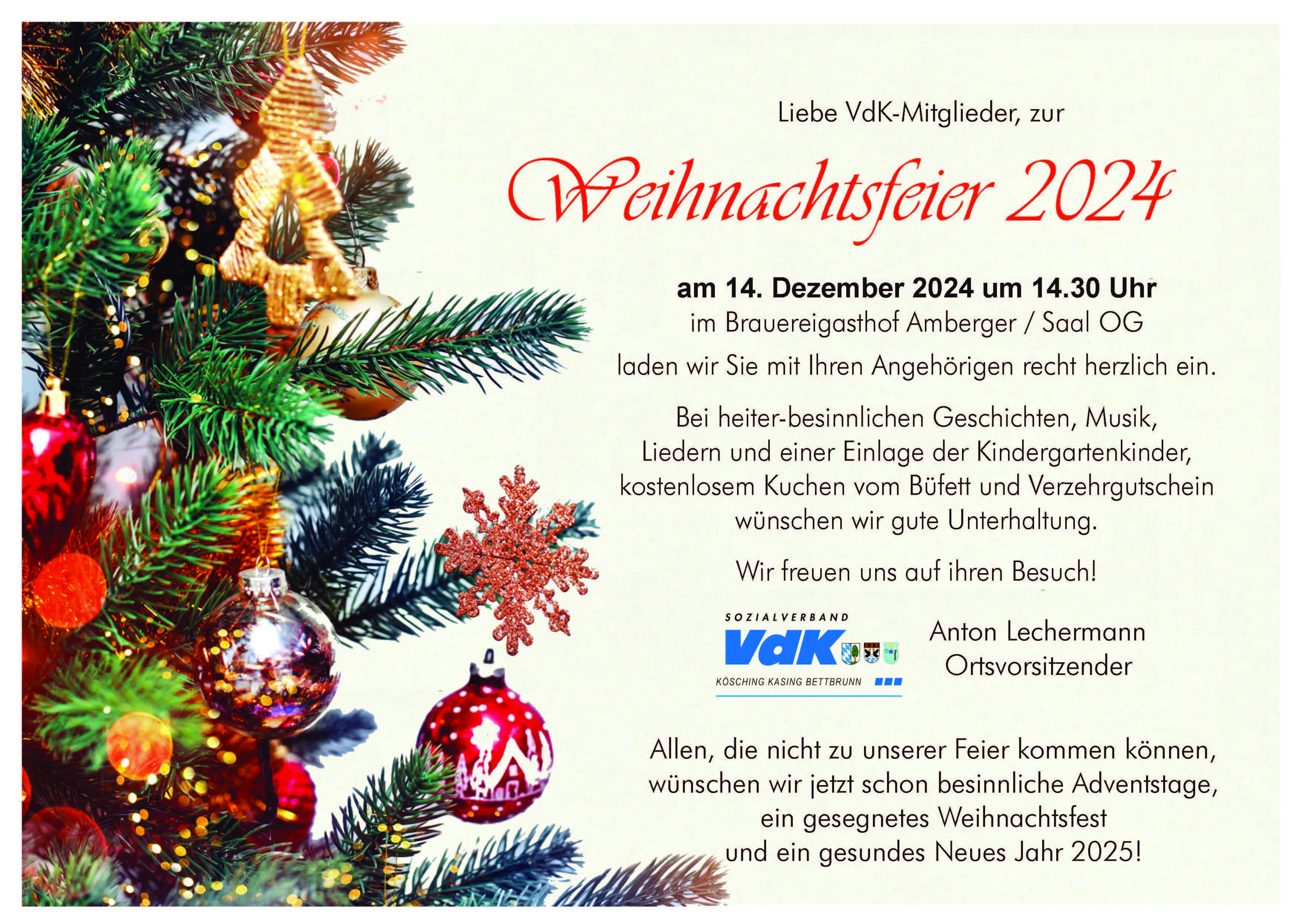 Einladung zur Weihnachtsfeier 2024