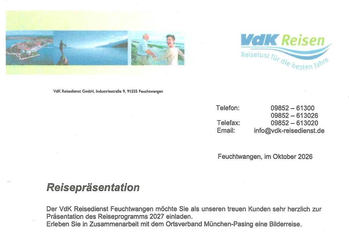Pr&auml;sentattion der Reisen im Jahr 2027