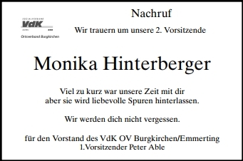 Nachruf Monika Hinterberger