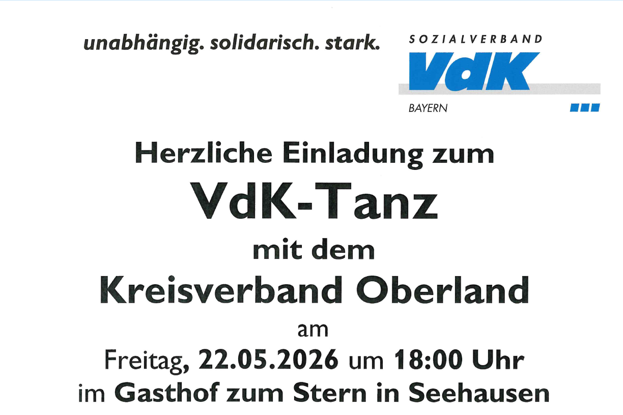 VdK-Tanz Kreisverband Oberland am 22.05.2026 in Seehausen