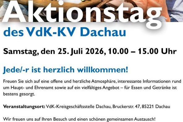 Die Eckpunkte des Aktionstages werden genannt. Also Samstag, 25.07.2026, 10:00 Uhr bis 15:00 Uhr in und vor der Kreisgesch&auml;ftsstelle.