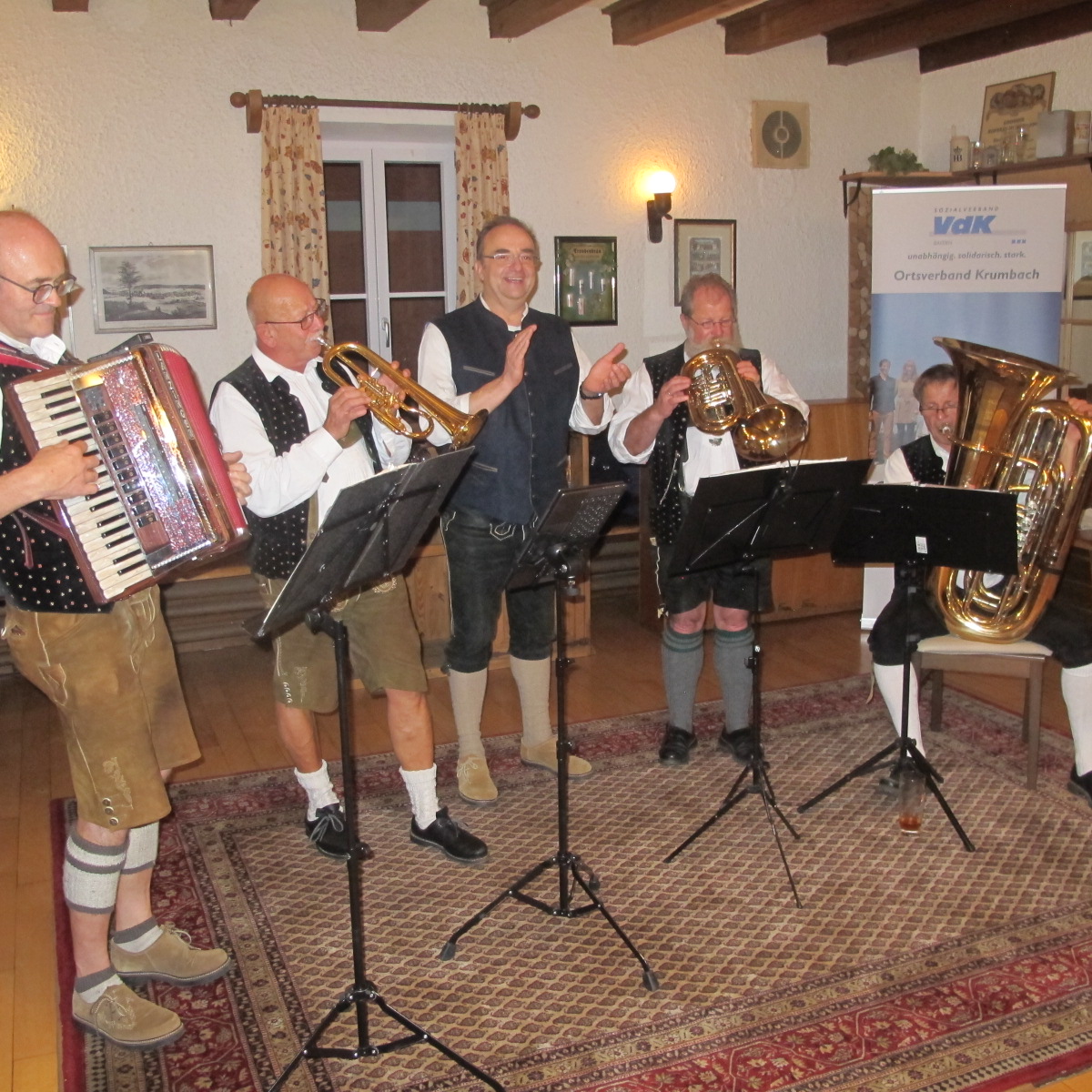 Die Autenrieder 4 - 3 Blech Musikanten, Werdrich Siegfried, Schwarz Hermann, Stanzel Manfred, Rueß Karl-Heinz, Winter Bernhard (von Links)