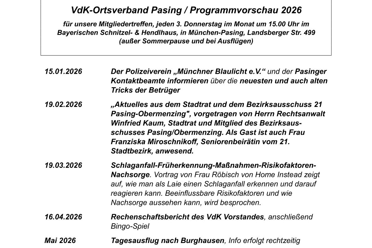 Jahresprogramm - 2026