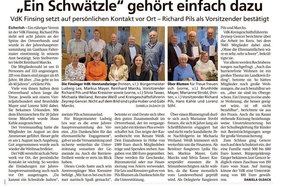VdK Finsing neue Vorstandschaft