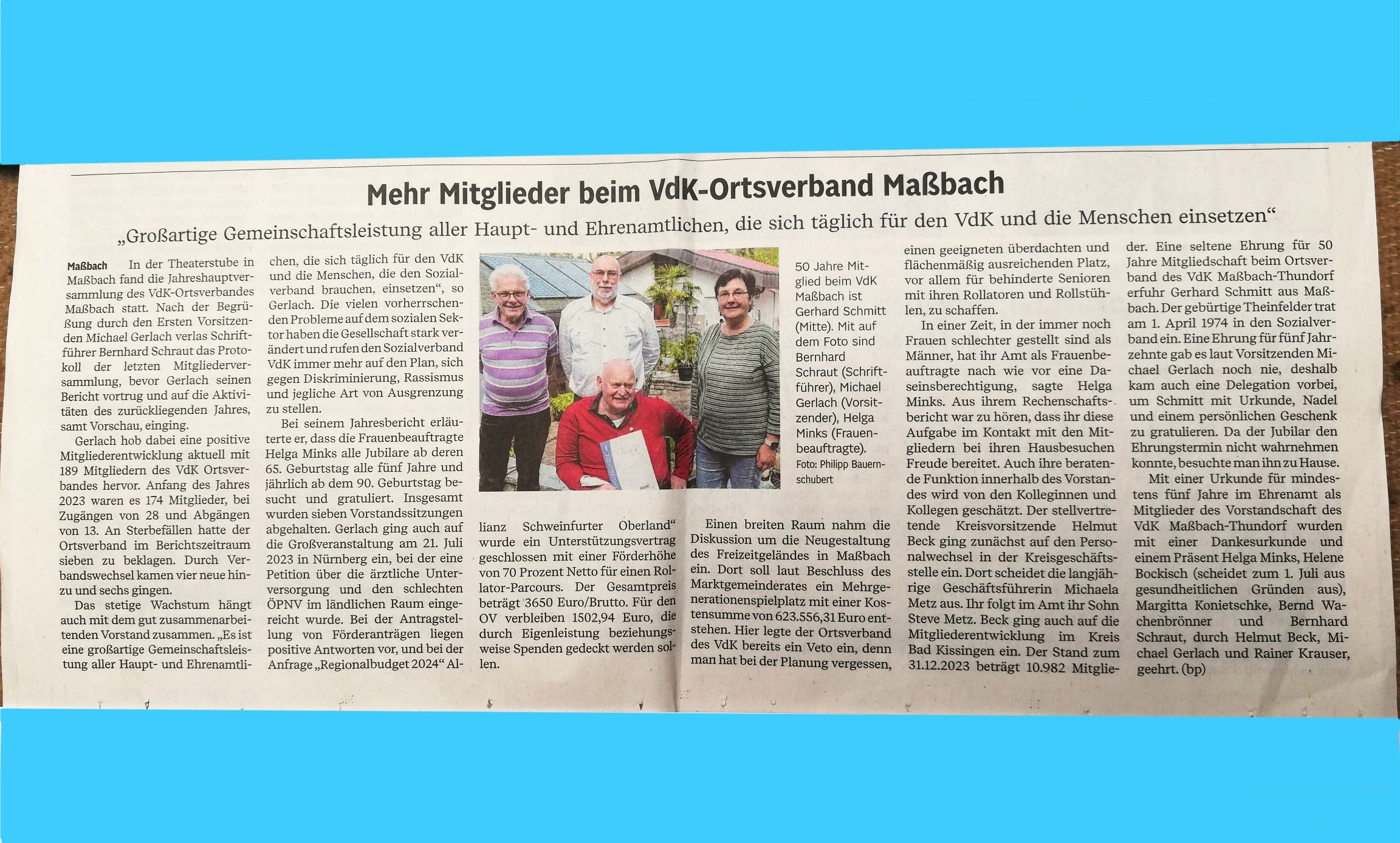 Mehr Mitglieder beim VdK-Ortsverband Maßbach Ehrung 50 Jahre Mitgliedschaft
