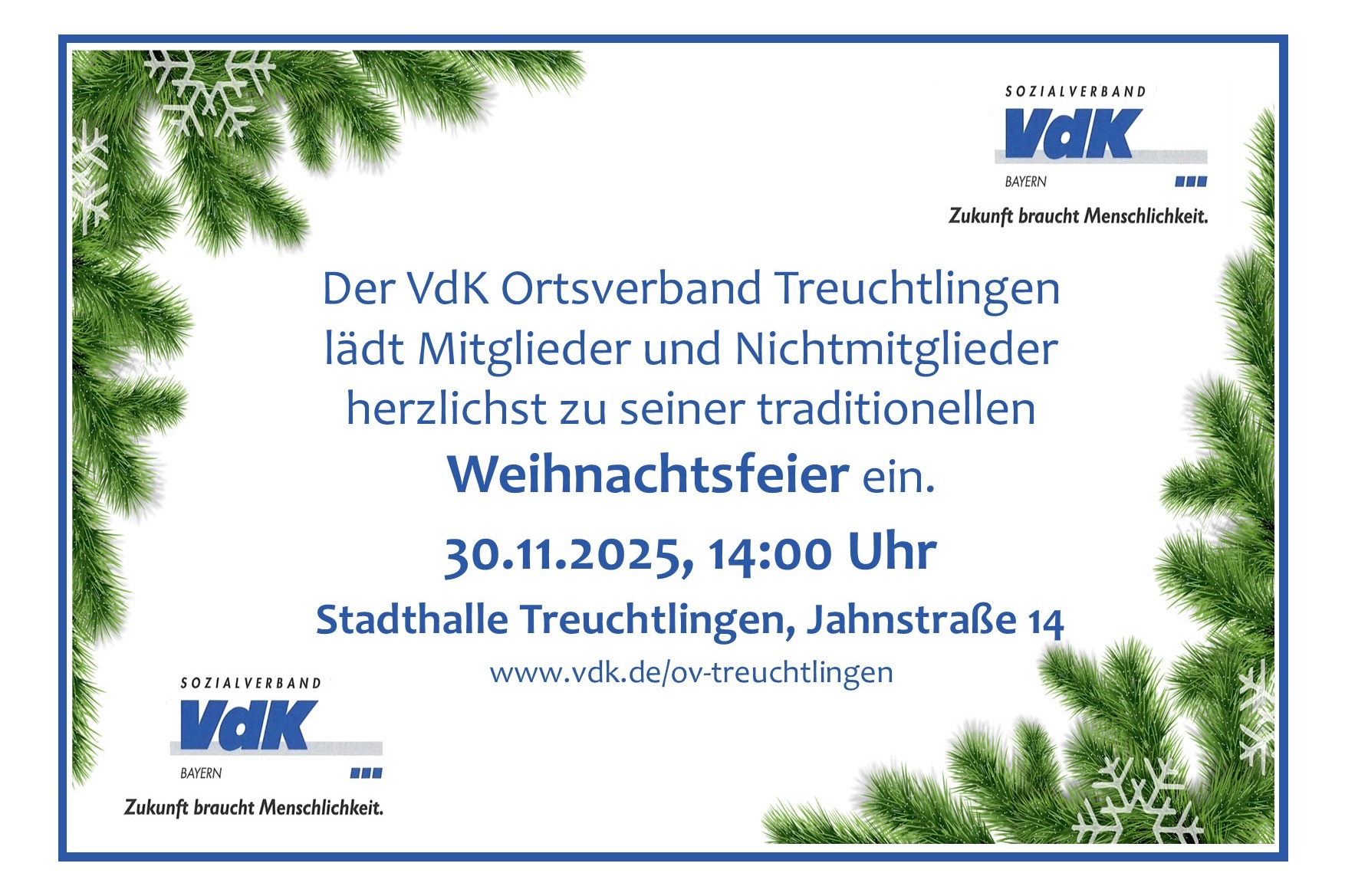 Einladung zur Weihnachtsfeier am 30.11.2025