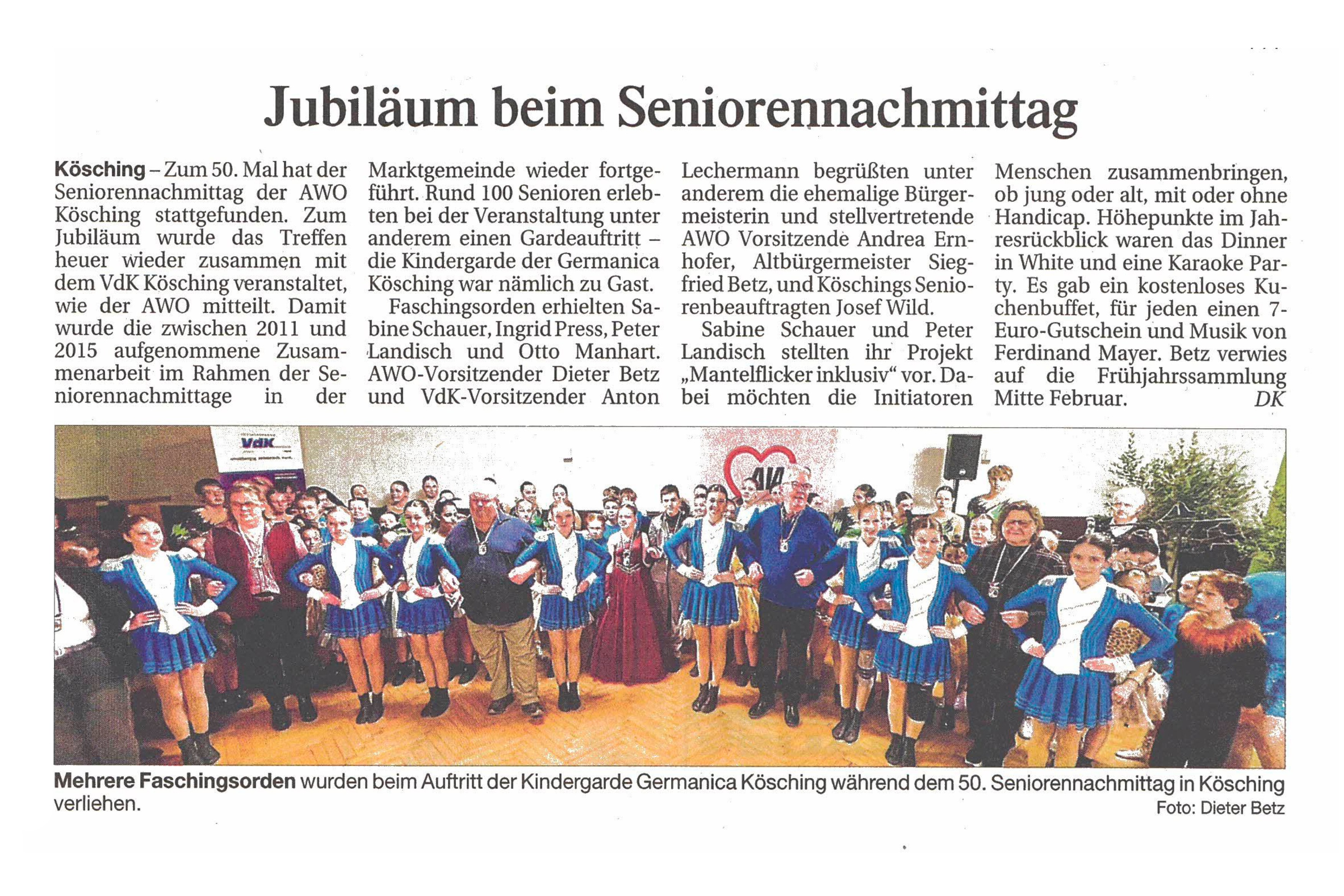 Faschingsorden für Ingrid Preß und Otto Manhart Faschingsorden für Ingrid Preß und Otto Manhart