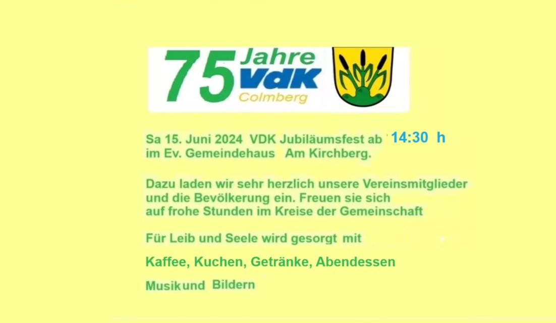 VORANZEIGE JUBIL&Auml;UMSFEIER 15.6.24- 14:30 Uhr