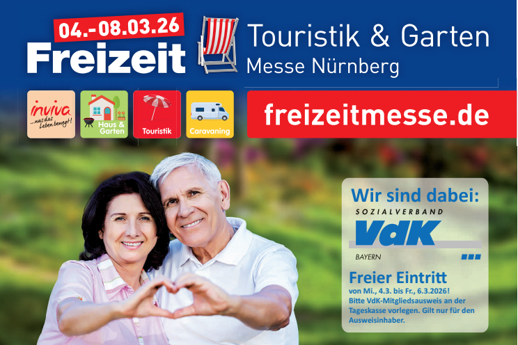 Freizeitmesse 2026 Bild zeigt Werbung zur Freizeitmesse in Nürnberg